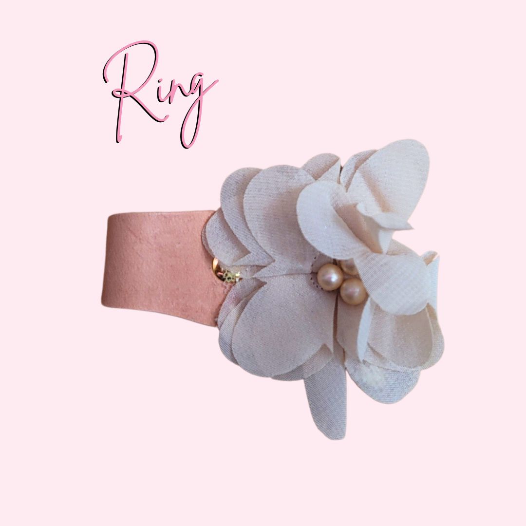 Tan leather and lace flower knuckle ring