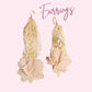 Gold tan flower leather lace hand made earring