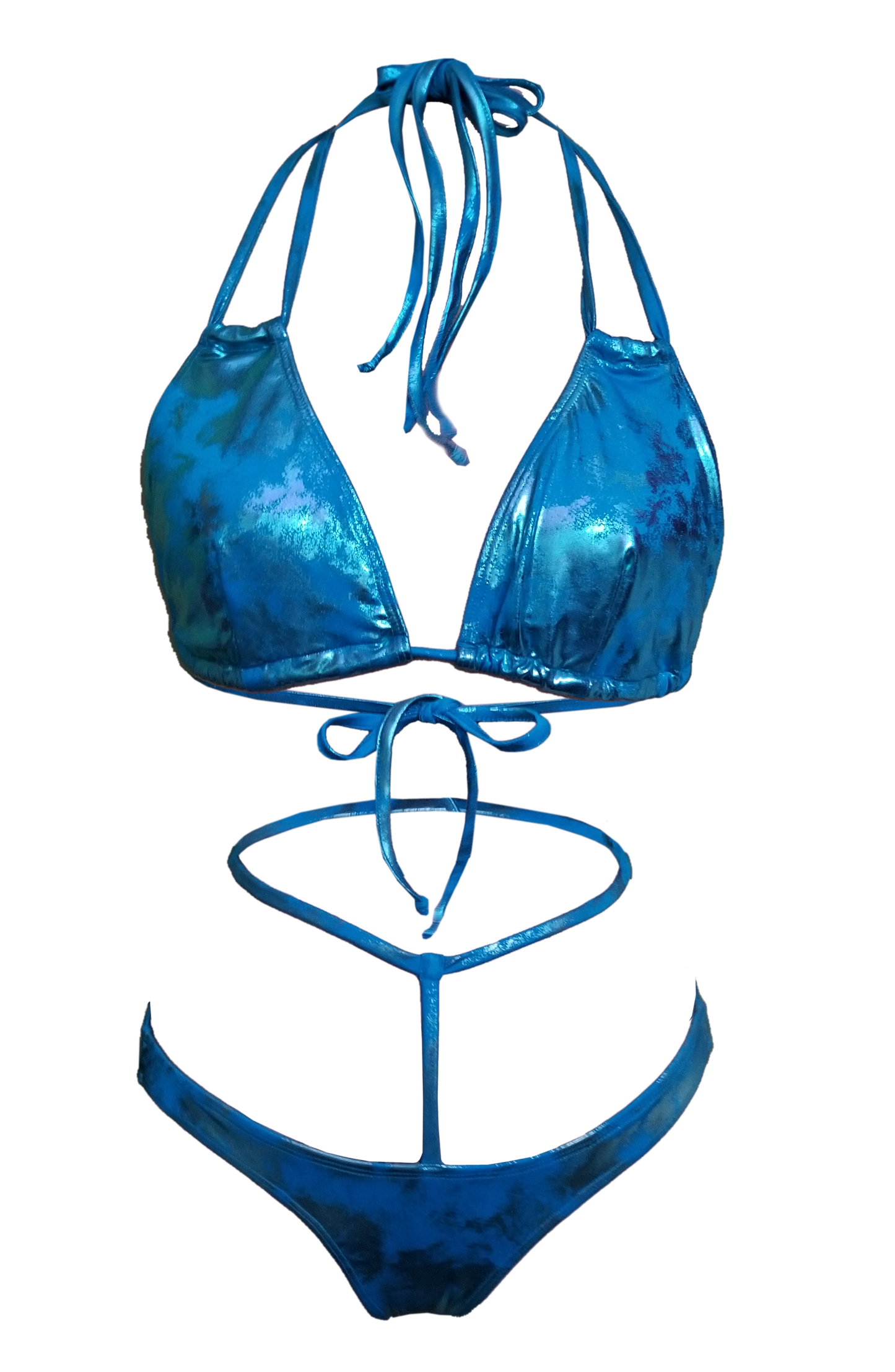 Turquoise string bikini with waist strap swimsuit