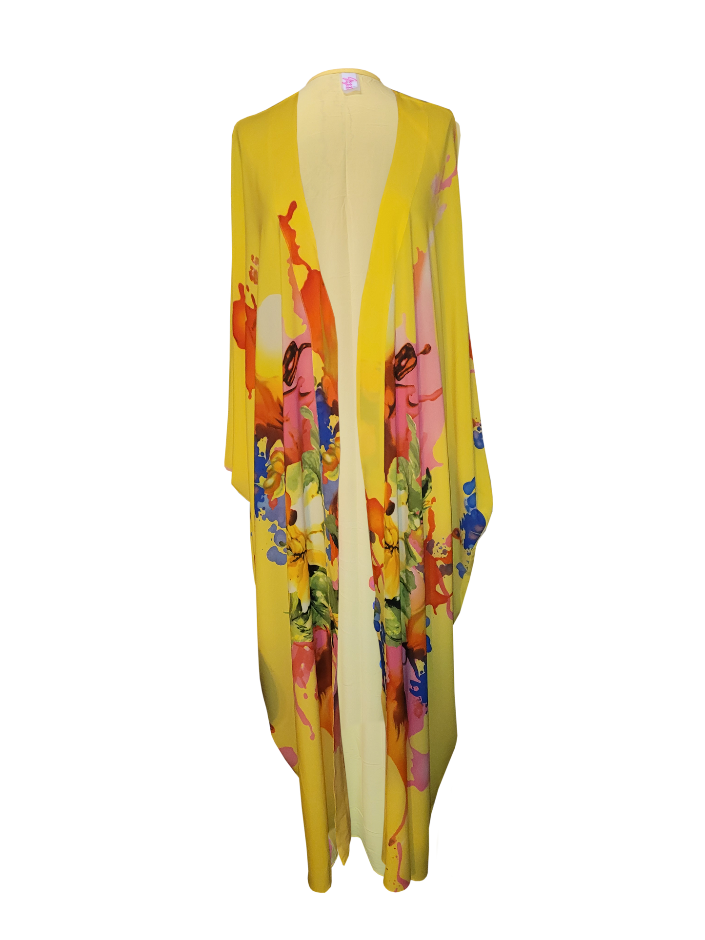 Giant Kimono Yellow Floral Print front