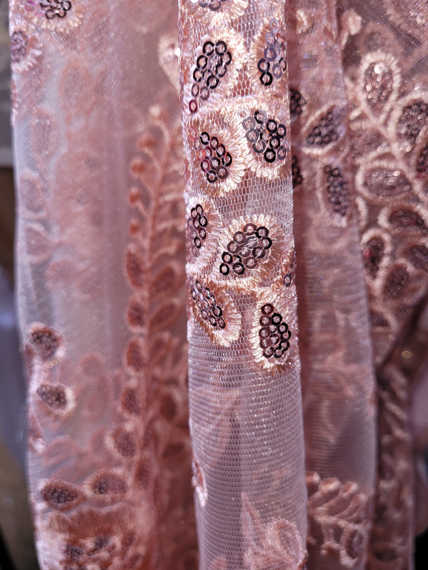 Blush flat floral lace
