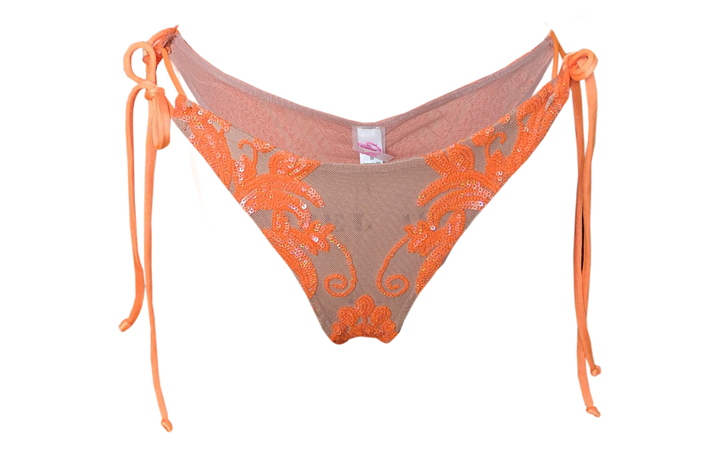 Double Tie Brazilian Sequin Bikini Orange