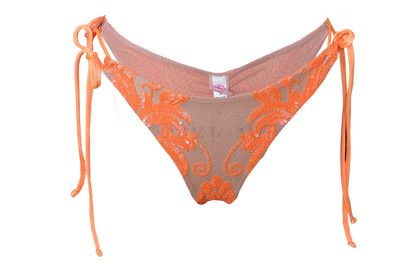 Double Tie Brazilian Sequin Bikini Orange